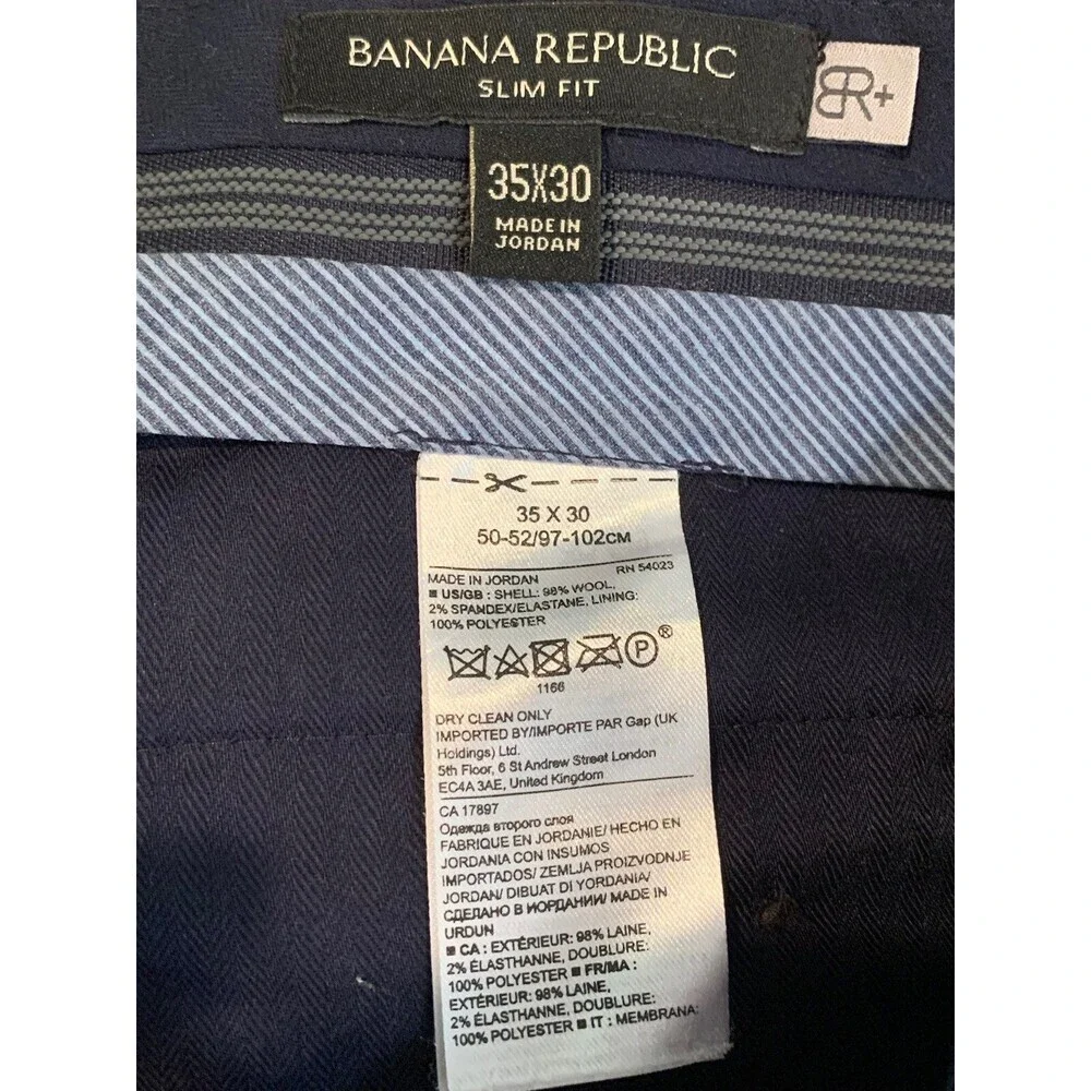 Banana Republic Slim Fit Men’s Grey Plaid Dress Pants Size 35x30